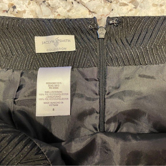 Jaclyn Smith Collection Dressy Party Black A-Line Skirt Silver Shimmer Size 8 - Picture 9 of 11